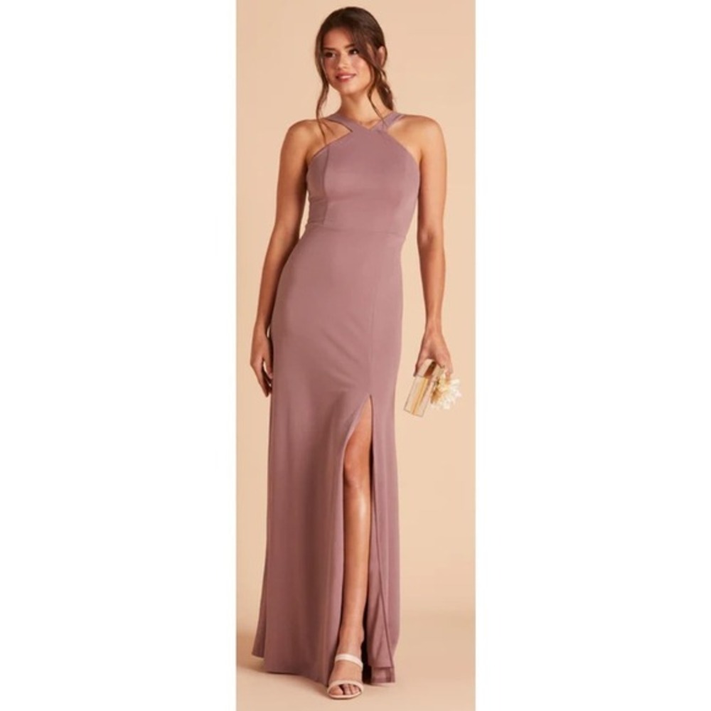 Birdy Grey Gene Bridesmaid Dress XS Dark‎ Mauve Crepe Gown